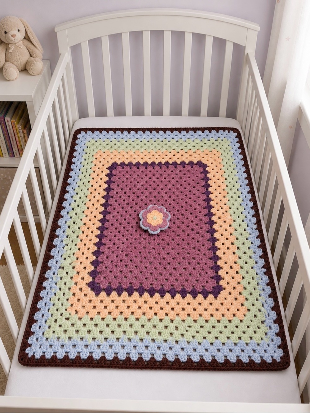 NWT Chenille Granny Rectangle Baby / Lap Blanket